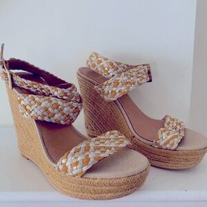 Saks Fifth Ave woven ankle strap Wedges size 9.5